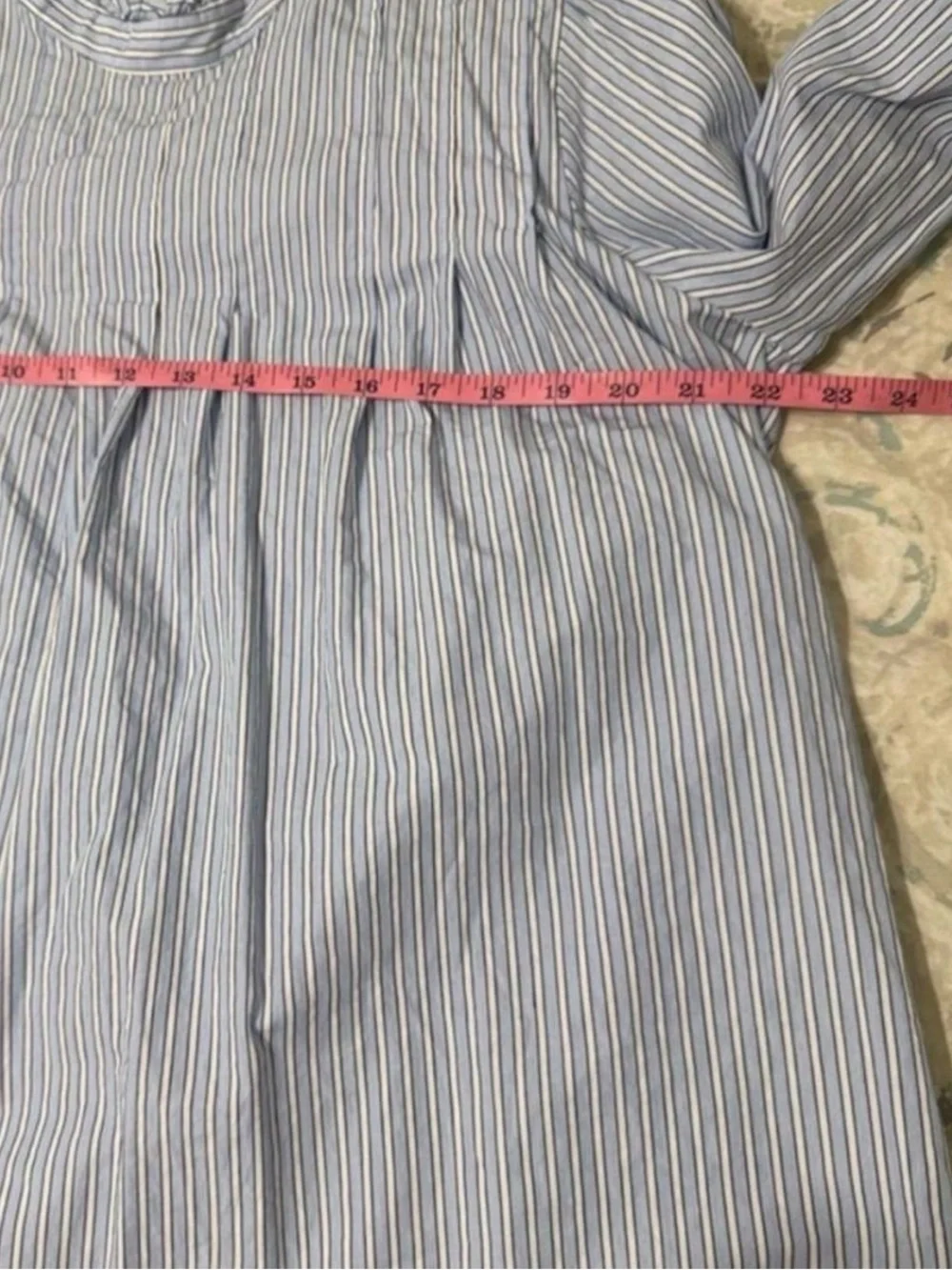 ZARA | Blue White Striped Ruffled Poplin Shirt Blouse